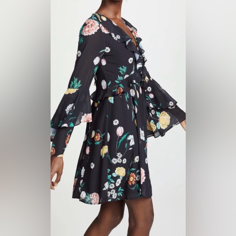 Yumi Kim‎ Celeste floral print mini dress Large tiered bell sleeve garden party
